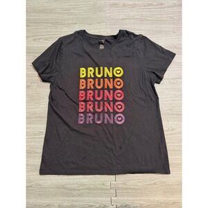 Gildan Softstyle Bruno Mars Heart Graphic T-Shirt Black Multi-Color Large